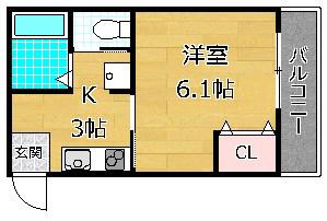 ルミエル御殿山(1K/1階)の間取り写真