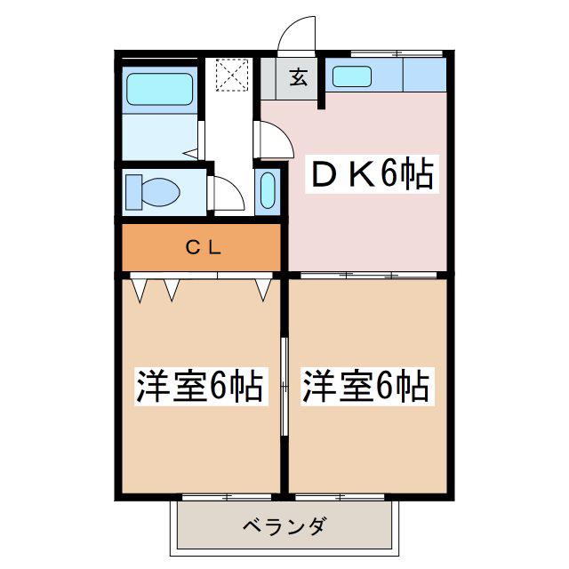 レジデンス筑摩(2DK/1階)の間取り写真