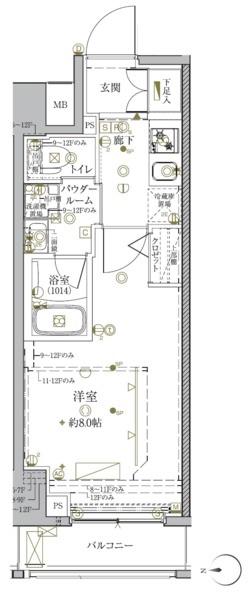 クレイシア秋葉原ラグゼスイート(1K/11階)の間取り写真