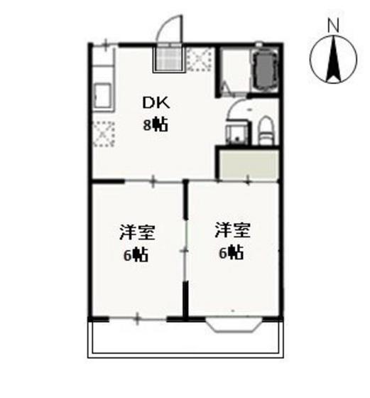 ラ・ピーヌチボリ(2DK/1階)の間取り写真