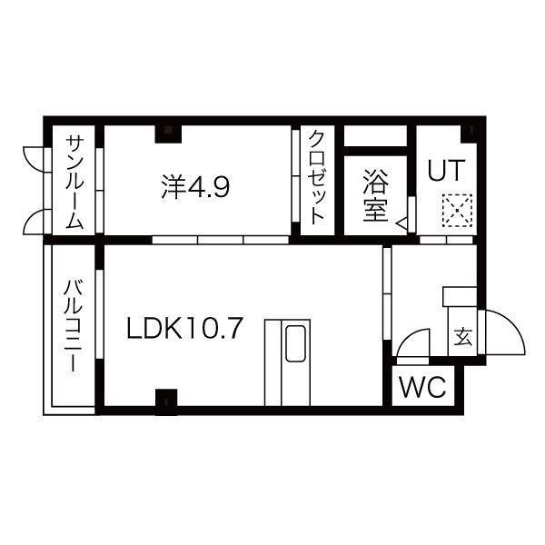 ベリアス レイン(1LDK/3階)の間取り写真