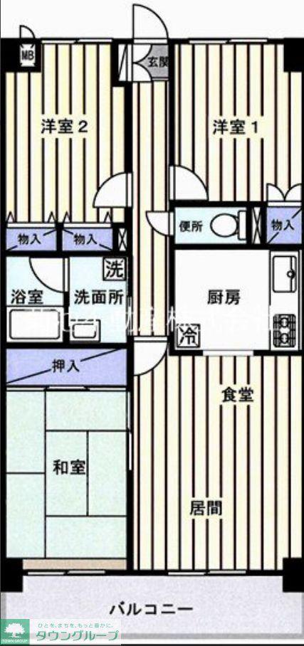 グランデール武蔵野(3LDK/5階)の間取り写真