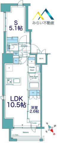 LEFOND PROGRS横浜関内(1SLDK/6階)の間取り写真