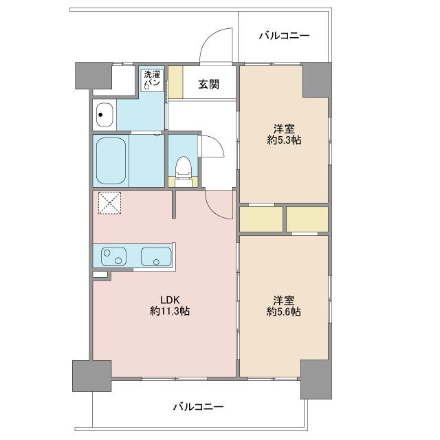 JETタワーズ ベイサイド(2LDK/8階)の間取り写真