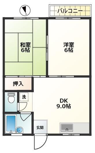カーサYOSHIDA(2DK/1階)の間取り写真