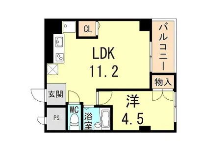 マブランシェット弦月(1LDK/4階)の間取り写真