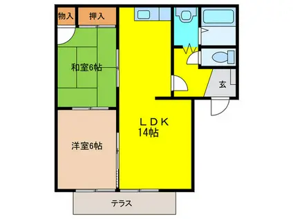 ビクトリーIIA 上の園(2LDK/1階)の間取り写真