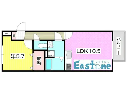 CLIVIA 荒田(1LDK/1階)の間取り写真