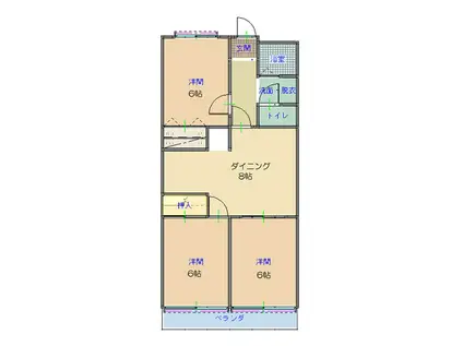 センコーハイツ今治(3DK/6階)の間取り写真