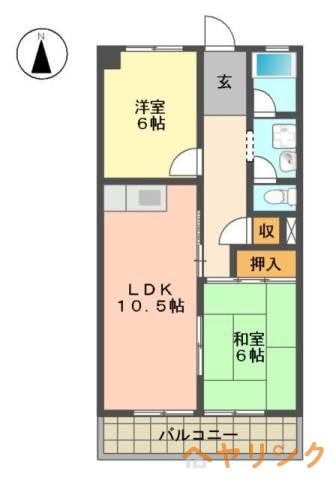 グリーンサイドヨシタカB(2LDK/2階)の間取り写真