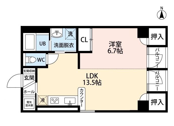 コムハウス(1LDK/2階)の間取り写真