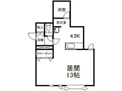 プレキャトランII(1K/1階)の間取り写真