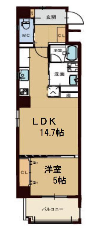 ジューム南森(1LDK/8階)の間取り写真