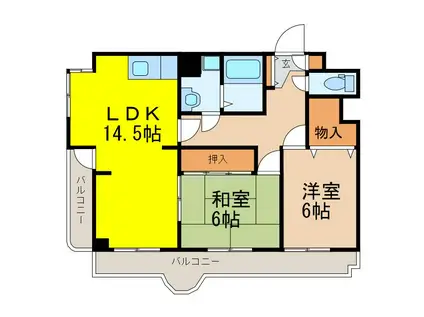 メゾンド・フジ(2LDK/5階)の間取り写真