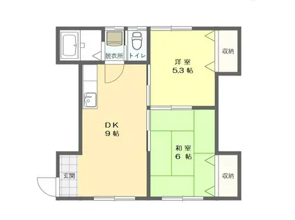 メゾンフルール(2DK/1階)の間取り写真