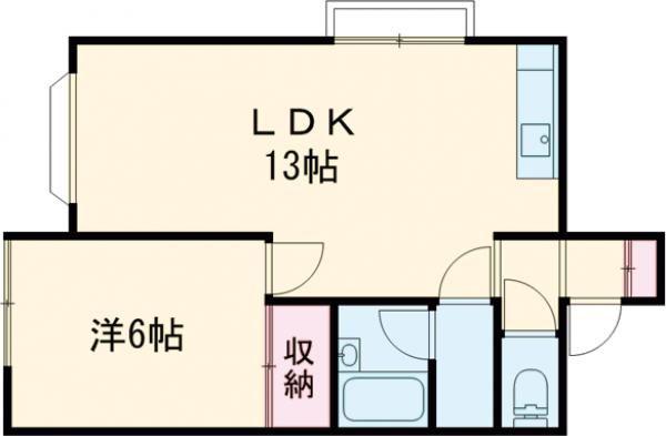 ハミール山の手(1LDK/1階)の間取り写真