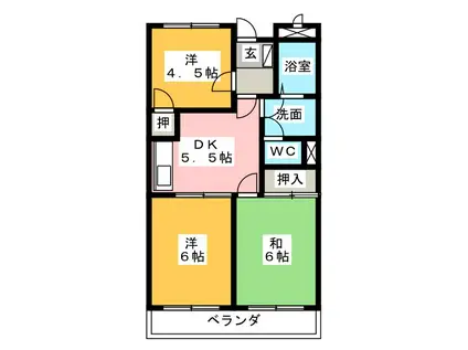 ETOILE中出(3DK/2階)の間取り写真