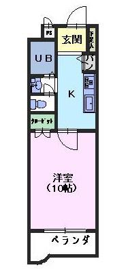 サンデンハイツ近見(1K/8階)の間取り写真