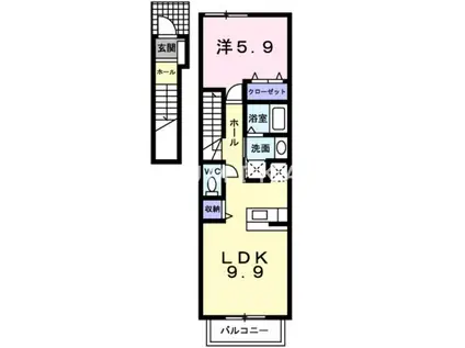 アリヴィオ・ランシェ(1LDK/2階)の間取り写真