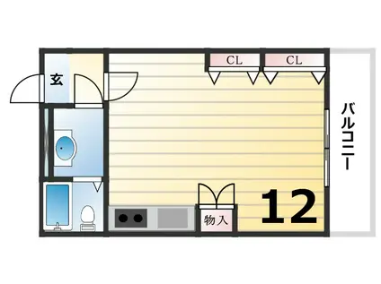 アンヘル(ワンルーム/3階)の間取り写真