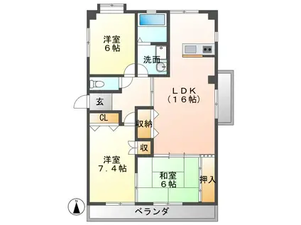 カーサ纐纈(3LDK/5階)の間取り写真