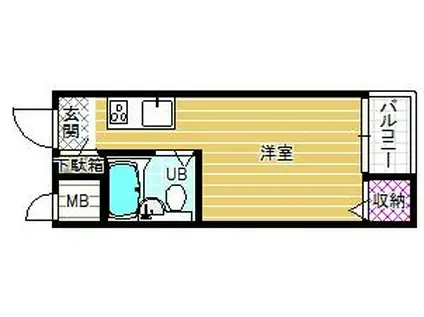 ロイヤルハイツ川西(ワンルーム/3階)の間取り写真