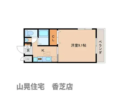 レナードU(1K/4階)の間取り写真