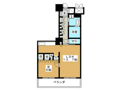 THE TOWERS ウエスト(1LDK/17階)の間取り写真