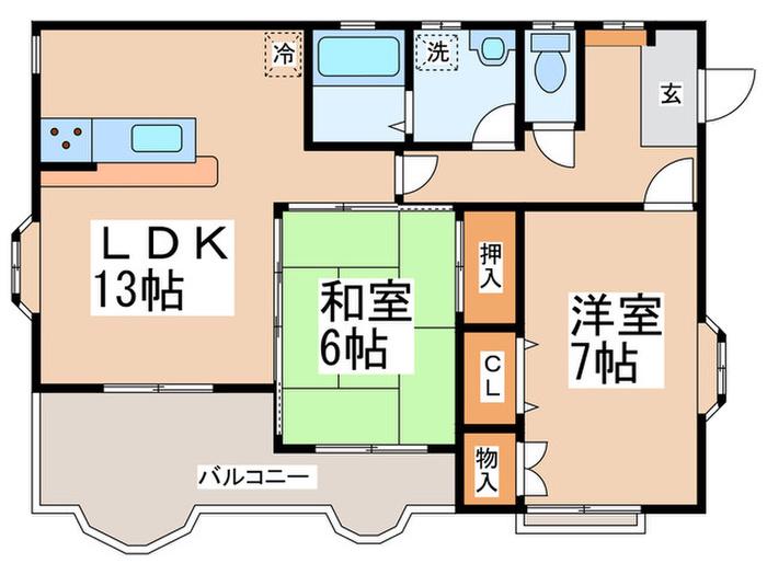 シャンダルハウス(2LDK/2階)の間取り写真