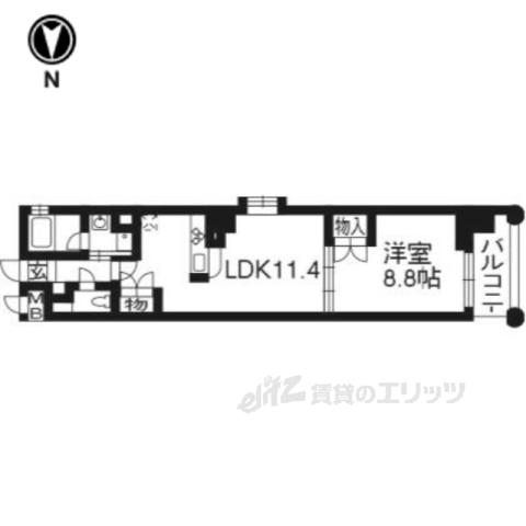 ベラジオ四条烏丸3(1LDK/10階)の間取り写真