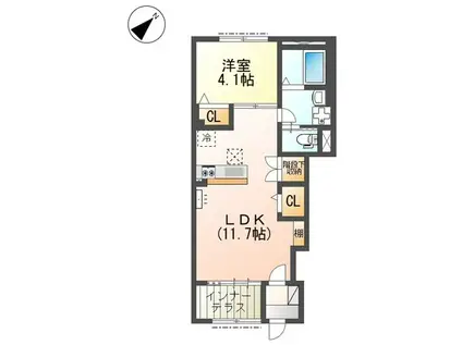 ラヴィグレイス(1LDK/1階)の間取り写真