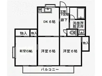 レジデンス高田 I(3DK/1階)の間取り写真