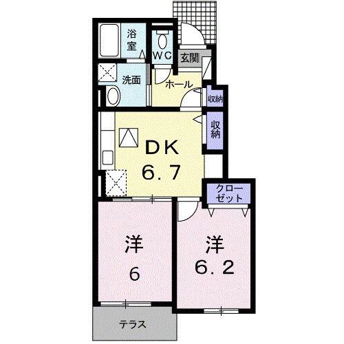 エステートIII(2DK/1階)の間取り写真
