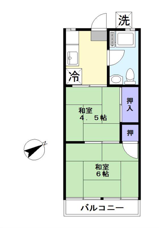 大原マンション(2K/4階)の間取り写真