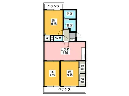 ボヌール(3LDK/1階)の間取り写真