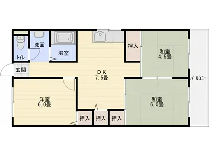 カサグレープ(3DK/3階)の間取り写真