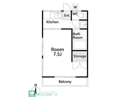 エメラルドハイツ(1K/2階)の間取り写真