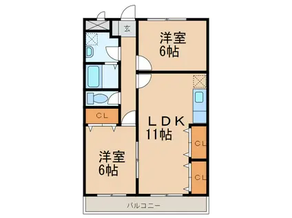 エスポアール(2LDK/2階)の間取り写真