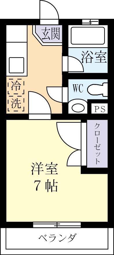 ベルフォーレ洞峰B(1K/1階)の間取り写真