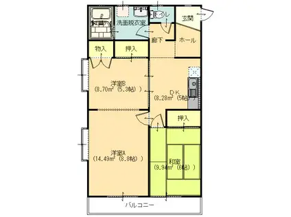 アネックス21西砂原後(3DK/1階)の間取り写真