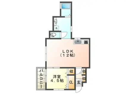 モンタージュ垂水(1LDK/1階)の間取り写真