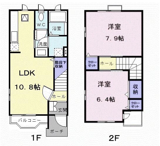 ミルキーウェイ土器B(2LDK/1階)の間取り写真