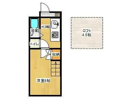 ヴィレッヂワタカベ(ワンルーム/1階)の間取り写真