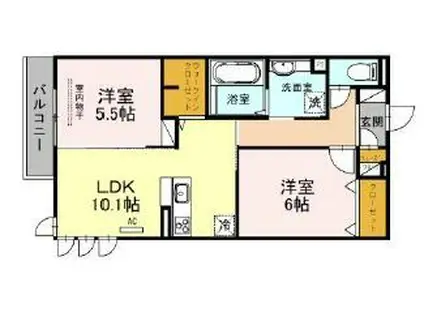 ラ・フォレ(2LDK/2階)の間取り写真