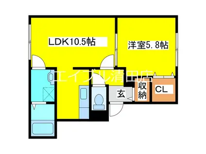 ウェンディクレセントII(1LDK/2階)の間取り写真