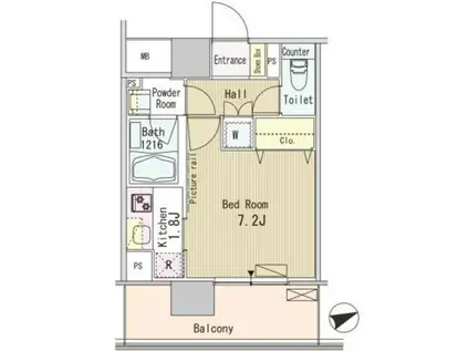 パークフラッツ芝浦(1K/9階)の間取り写真