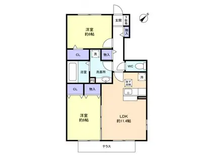 アミティエ(2LDK/1階)の間取り写真