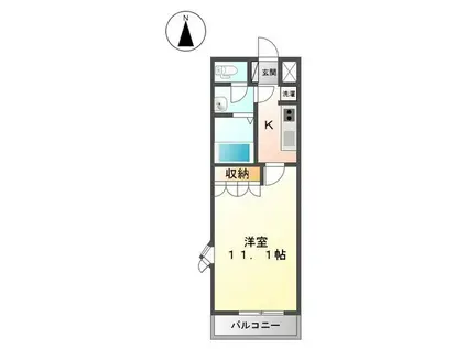 プランドール(1K/2階)の間取り写真
