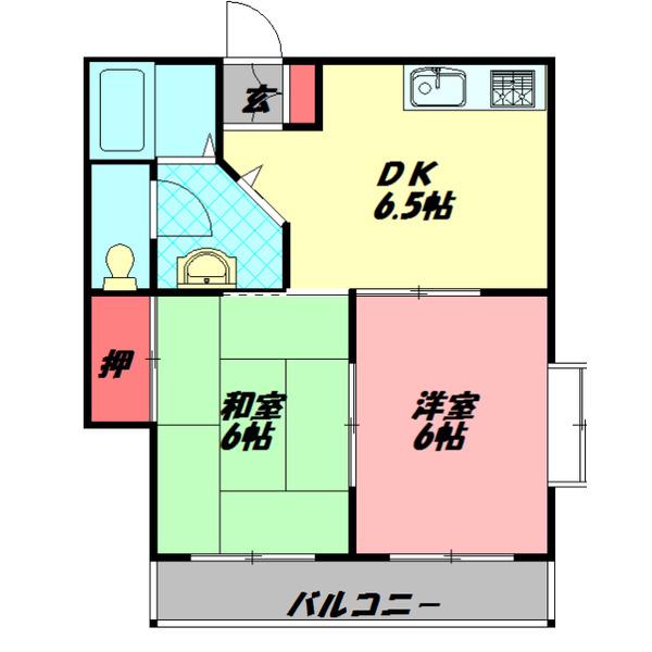 ヴィオス9(2DK/1階)の間取り写真