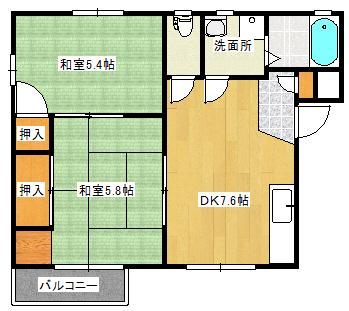フレグランスマニス(2DK/1階)の間取り写真